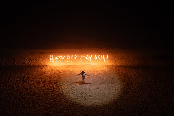 Birthday Fire Show experience in Montego Bay - Standard package: fire show plus Happy birthday sign, drone media, and photo count