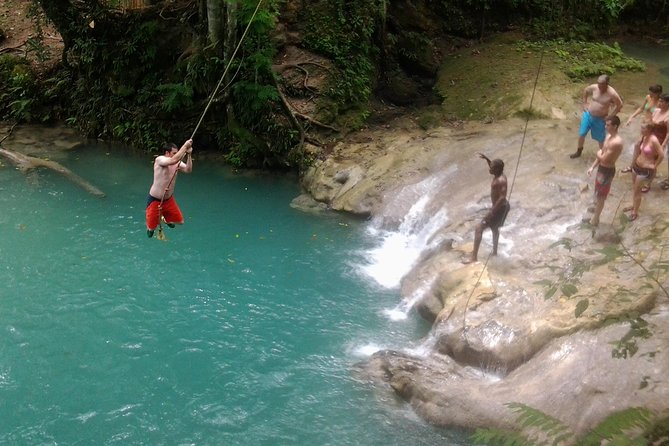 Blue Hole, Dunn's River Falls Luminous Lagoon Excursion From Montego Bay - Blue Hole, Ocho Rios: Secret Falls Energy With Rope Swings and Caves