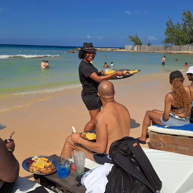 Falmouth: Dunn’s River Falls & Bamboo Beach Club VIP Access - VIP lunch details: jerk chicken, fish, and a sweet finish