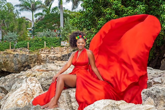 Flying Dress Photoshoot at Doctors Cave Beach Montego Bay Jamaica - What happens during your 45 minutes on the sand
