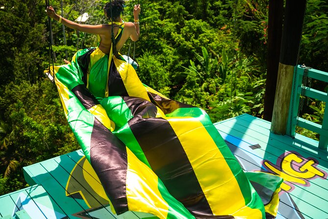 Jamaica Swing Drone Photoshoot with Dress Lunch and Transport - The Rad V Swing session: height, safety, and guided posing