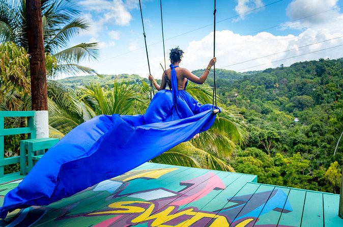 Jamaica Swing Drone Photoshoot with Dress Lunch and Transport - Drone footage and edited high-res photos you’ll actually use