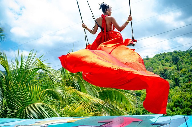 Jamaica Swing Drone Photoshoot with Dress Lunch and Transport - Jamaican lunch after the shoot, including vegan and vegetarian options