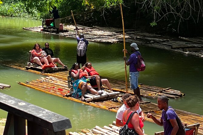 (Martha Brae River) Bamboo Rafting - At the Dock: Life Vest, Welcome Drink, and Joining the Queue