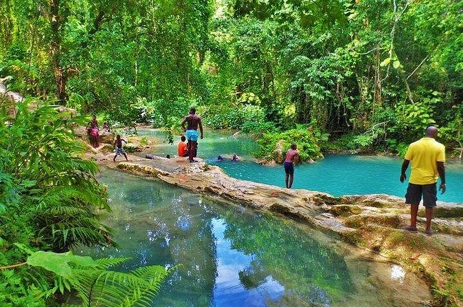 Original Blue Hole St. Ann Ocho Rios Jamaica Admission Fee Ticket - Stop 1 at Blue Hole: Rope Swing, Waterfall and Ramp Jumps, Rock Jumps, Bubble Bath