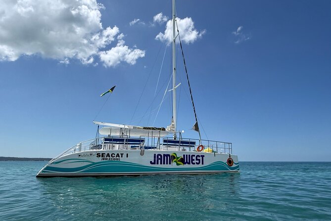 Party Catamaran Sunset Ricks Cafe Negril Open Bar and DJ - Negril to Rick’s Cafe Party Route on a Catamaran