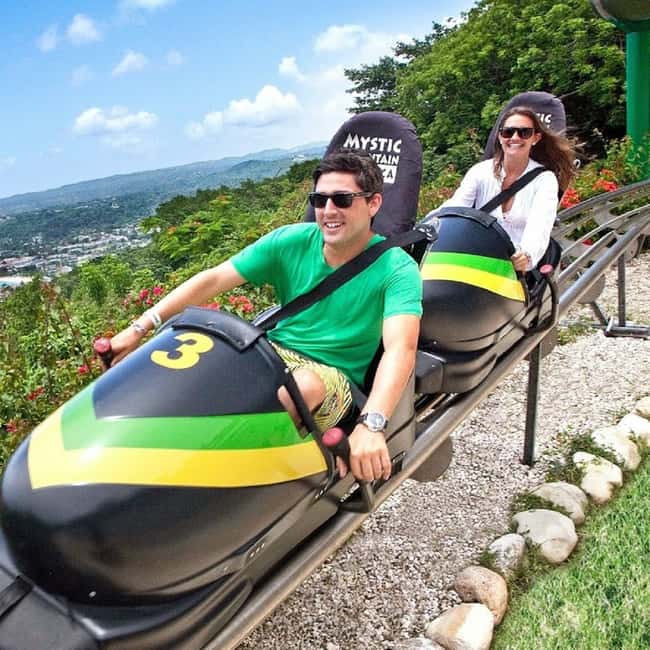 Rainforest Bobsled Mystic Mountain transportation - Cool Runnings style bobsled at Mystic Mountain, from Dunn’s River Falls height